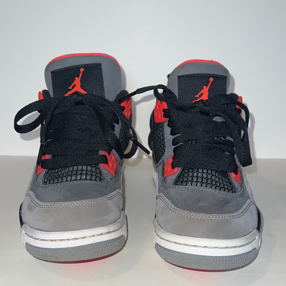Air Jordan Flight 4 Retro "Infrared" Black Grey Red Youth GS Size 3.5Y - Picture 3 of 10